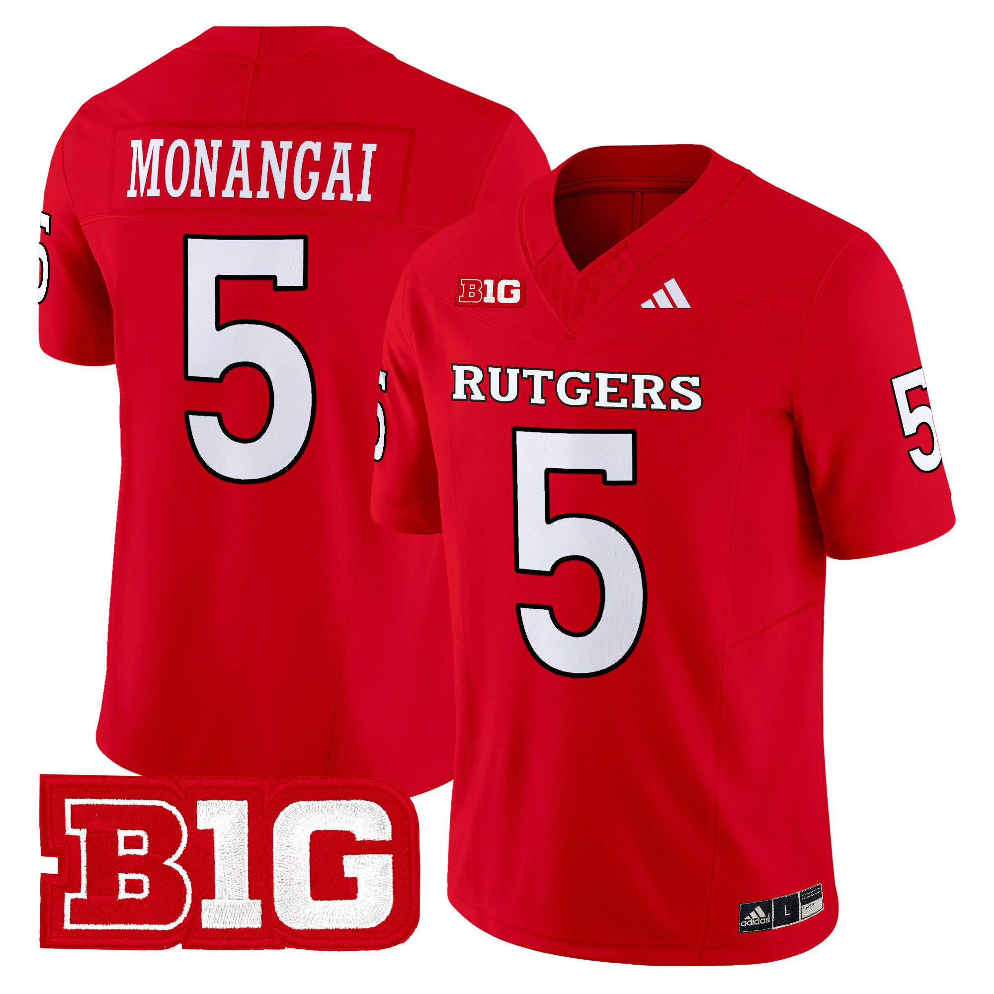 Men Rutgers Scarlet Knights #5 Monangai Red 2024 Vapor Limited NCAA Jersey style 1->ncaa teams->NCAA Jersey